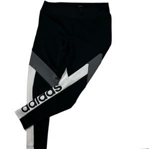 Adidas AEROREADY Leggings, Polyester, Sz L,Black/Gray/White